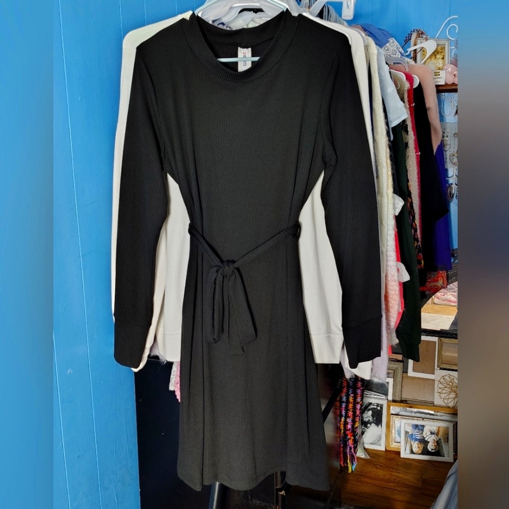 Luxe Ribbed Long Sleeve Midi Dress NWOT